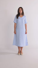 Gyda sky-blue linen dress