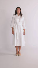 Donna white linen shirt dress