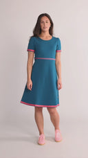 Pauline petrol and coral dress