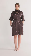 Cornelia dress brown with pink dots