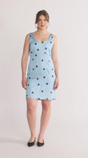 Dalia dress blue and brown polka dot