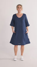 Mona navy linen dress