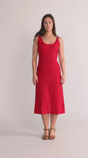 Aurora red linen dress