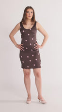 Dalia dress brown and pink polka dot
