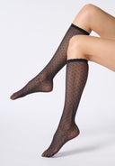Knestrømper polkadot  Black Plumetis